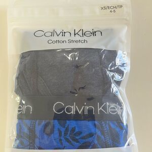 calvin klein cotton stretch boys boxer brief 2 Pack XS 4-5 Blue New